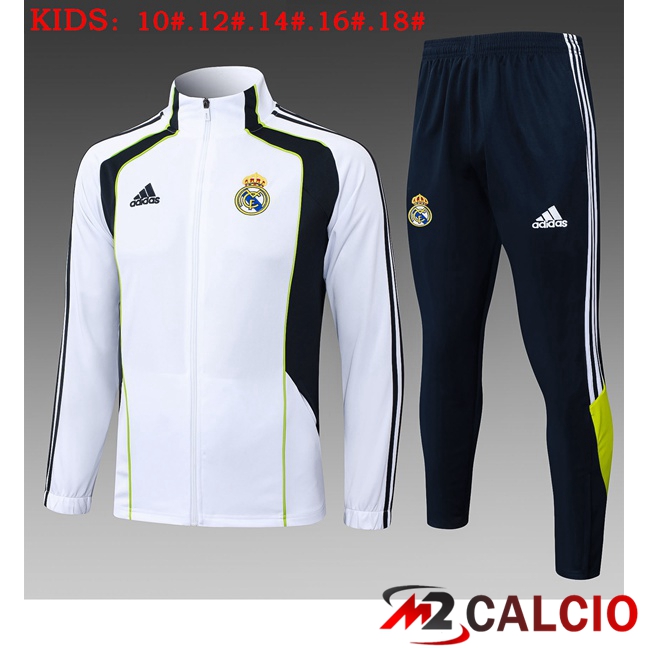 Insieme Tuta Calcio - Giacca Real Madrid Bambino Bianco 2025/2026  Insieme Tuta Calcio - Giacca Real Madrid Bambino Bianco 2025/2026