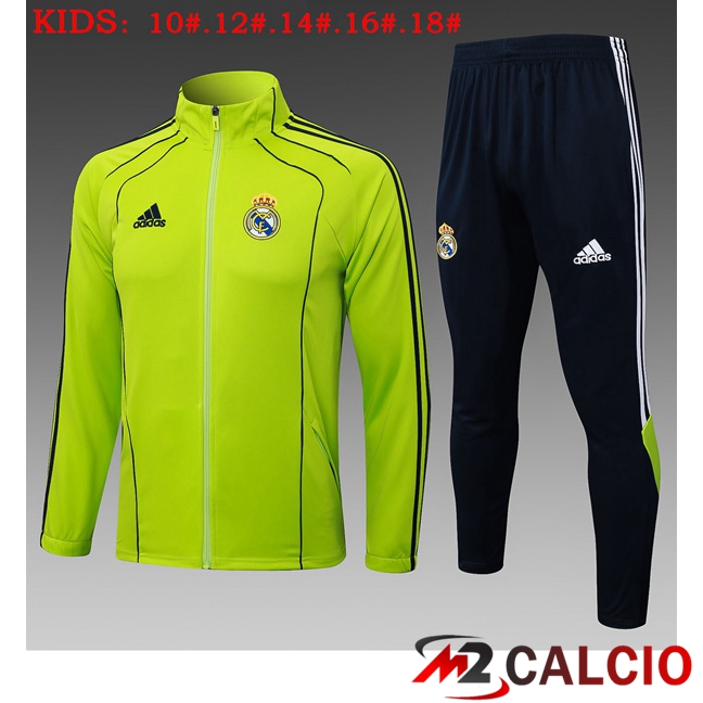 Insieme Tuta Calcio - Giacca Real Madrid Bambino Verde 2025/2026  Insieme Tuta Calcio - Giacca Real Madrid Bambino Verde 2025/2026