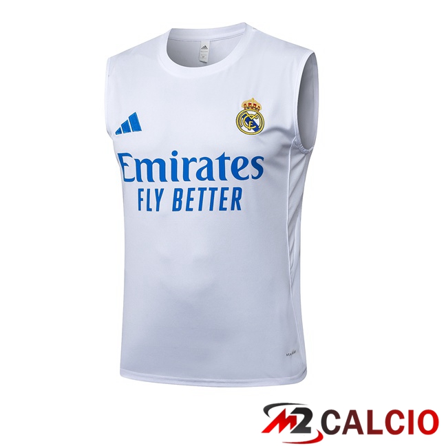 Canotta Allenamento Real Madrid Bianco 2025/2026  Canotta Allenamento Real Madrid Bianco 2025/2026