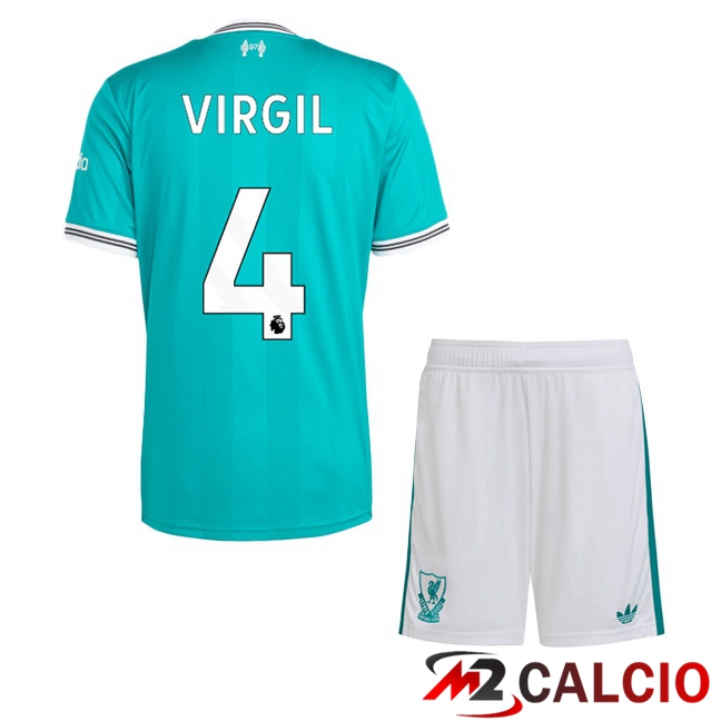 Maglie Calcio FC Liverpool (VIRGIL 4) Bambino Terza Verde 2025/2026  Maglie Calcio FC Liverpool (VIRGIL 4) Bambino Terza Verde 2025/2026