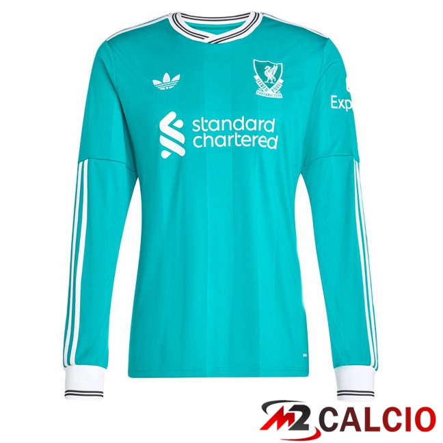 Maglie Calcio FC Liverpool Terza Manica Lunga Verde 2025/2026  Maglie Calcio FC Liverpool Terza Manica Lunga Verde 2025/2026