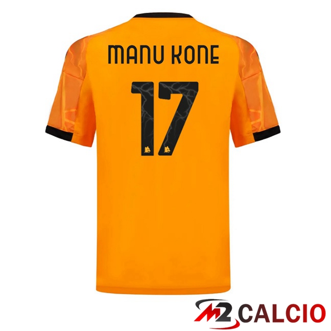 Maglie Calcio AS Roma (MANU KONE 17) Seconda Giallo 2025/2026  Maglie Calcio AS Roma (MANU KONE 17) Seconda Giallo 2025/2026