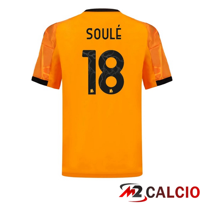 Maglie Calcio AS Roma (SOULÉ 18) Seconda Giallo 2025/2026  Maglie Calcio AS Roma (SOULÉ 18) Seconda Giallo 2025/2026