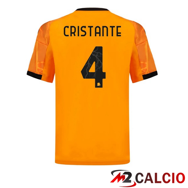 Maglie Calcio AS Roma (CRISTANTE 4) Seconda Giallo 2025/2026  Maglie Calcio AS Roma (CRISTANTE 4) Seconda Giallo 2025/2026