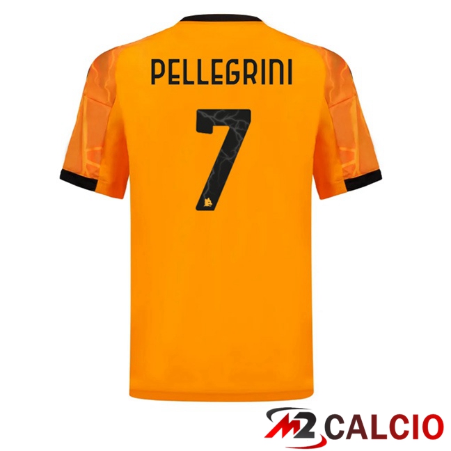 Maglie Calcio AS Roma (PELLEGRINI 7) Seconda Giallo 2025/2026  Maglie Calcio AS Roma (PELLEGRINI 7) Seconda Giallo 2025/2026