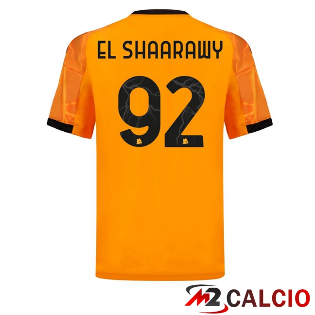 Maglie Calcio AS Roma (EL SHAARAWY 92) Seconda Giallo 2025/2026  Maglie Calcio AS Roma (EL SHAARAWY 92) Seconda Giallo 2025/2026