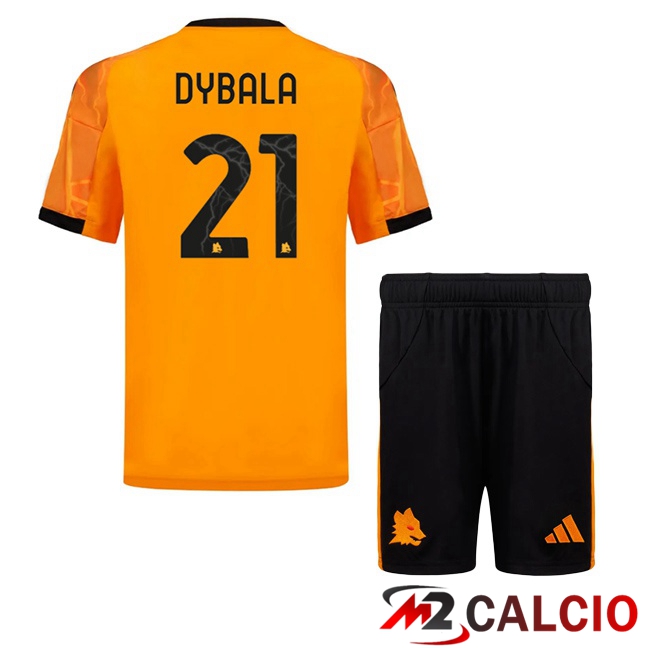 Maglie Calcio AS Roma (DYBALA 21) Bambino Seconda Giallo 2025/2026