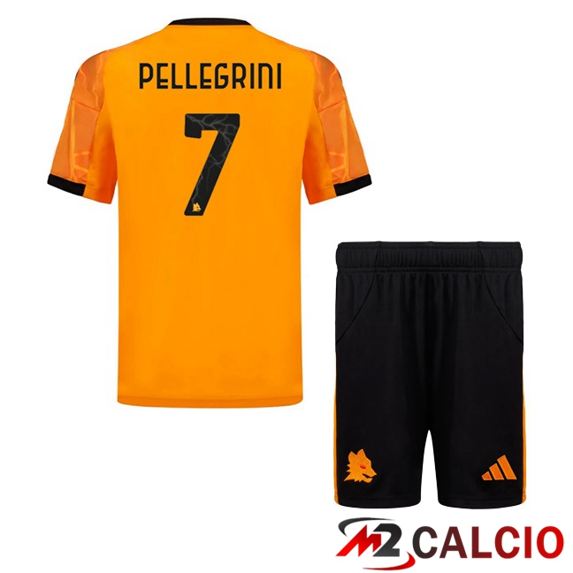 Maglie Calcio AS Roma (PELLEGRINI 7) Bambino Seconda Giallo 2025/2026
