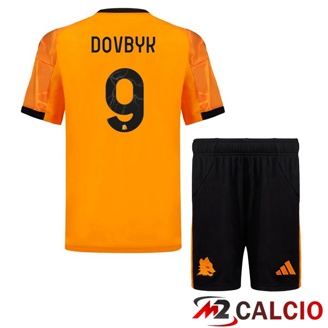 Maglie Calcio AS Roma (DOVBYK 9) Bambino Seconda Giallo 2025/2026