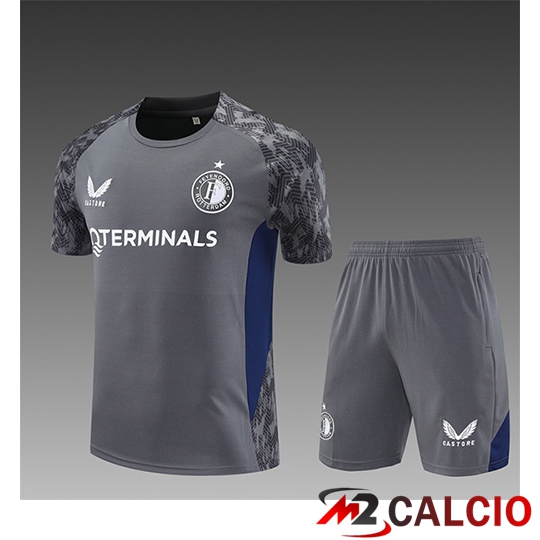 Insieme T Shirt Allenamento Feyenoord Bambino Grigio/Blu 2025/2026