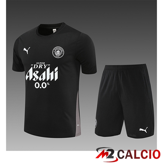Insieme T Shirt Allenamento Manchester City Bambino Nero 2025/2026  Insieme T Shirt Allenamento Manchester City Bambino Nero 2025/2026