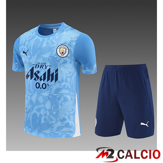 Insieme T Shirt Allenamento Manchester City Bambino Blu 2025/2026  Insieme T Shirt Allenamento Manchester City Bambino Blu 2025/2026