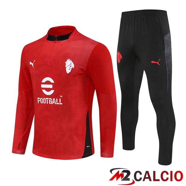 Insieme Tuta Calcio AC Milan Rosso 2025/2026  Insieme Tuta Calcio AC Milan Rosso 2025/2026