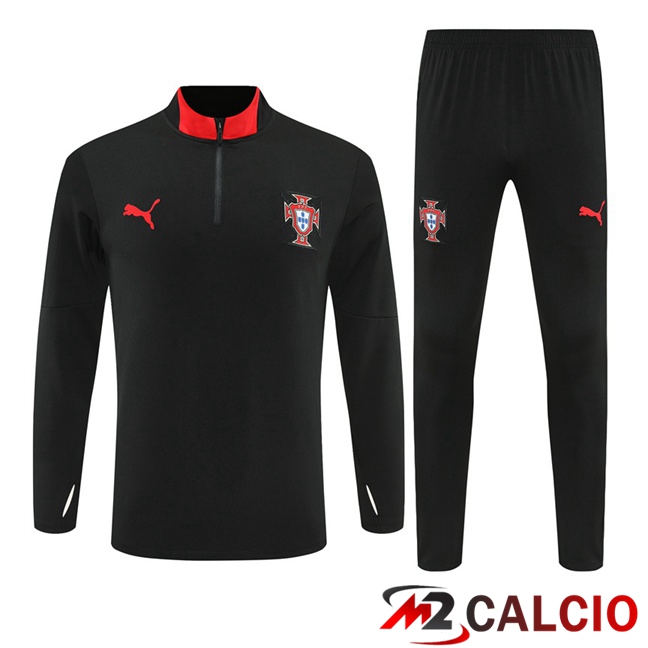 Insieme Tuta Calcio Portogallo Nero 2025/2026  Insieme Tuta Calcio Portogallo Nero 2025/2026
