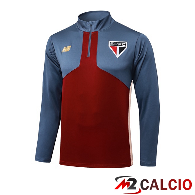 Felpa Allenamento Sao Paulo FC Rosso Grigio 2025/2026  Felpa Allenamento Sao Paulo FC Rosso Grigio 2025/2026
