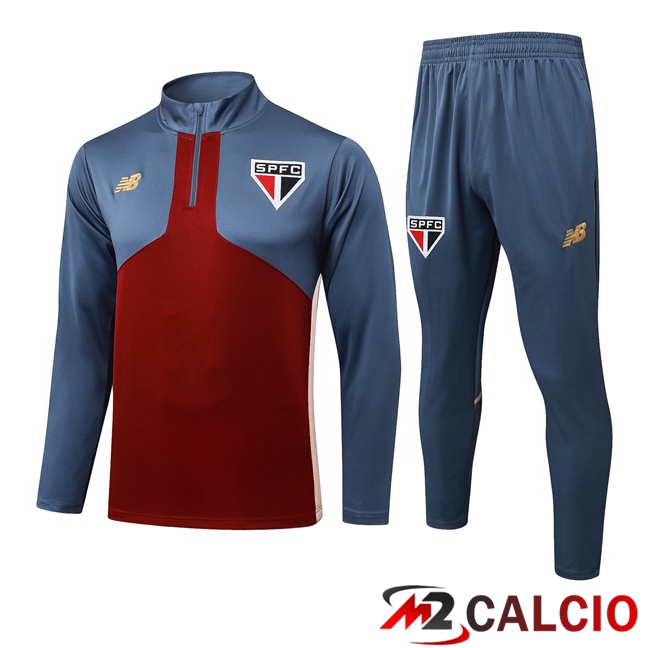 Insieme Tuta Calcio Sao Paulo FC Rosso Grigio 2025/2026  Insieme Tuta Calcio Sao Paulo FC Rosso Grigio 2025/2026