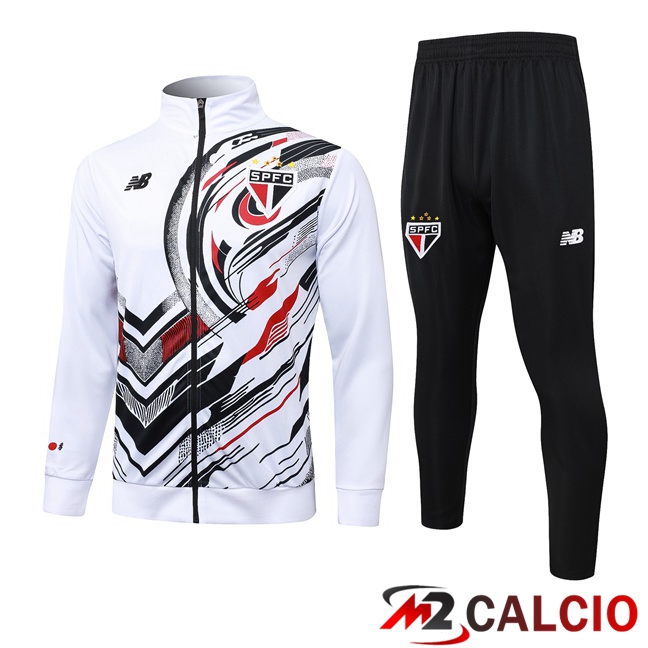 Insieme Tuta Calcio - Giacca Sao Paulo FC Bianco 2025/2026  Insieme Tuta Calcio - Giacca Sao Paulo FC Bianco 2025/2026