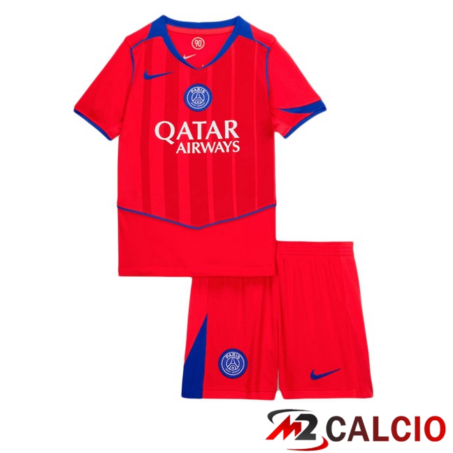 Maglie Calcio Paris PSG Bambino Terza Rosso 2025/2026