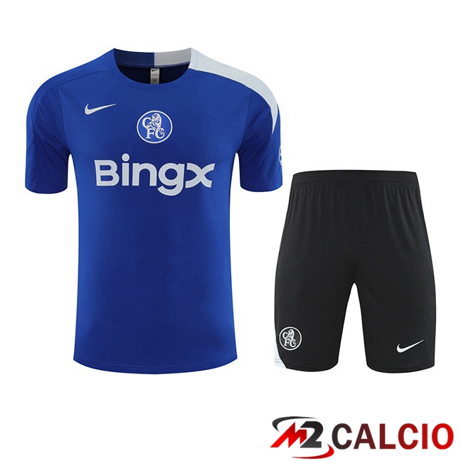 Insieme T Shirt Allenamento FC Chelsea + Pantaloncini Blu 2025/2026