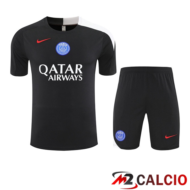 Insieme T Shirt Allenamento Paris PSG + Pantaloncini Nero 2025/2026  Insieme T Shirt Allenamento Paris PSG + Pantaloncini Nero 2025/2026