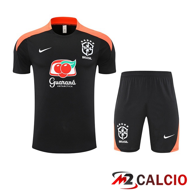 Insieme T Shirt Allenamento Brasile + Pantaloncini Nero 2025/2026  Insieme T Shirt Allenamento Brasile + Pantaloncini Nero 2025/2026