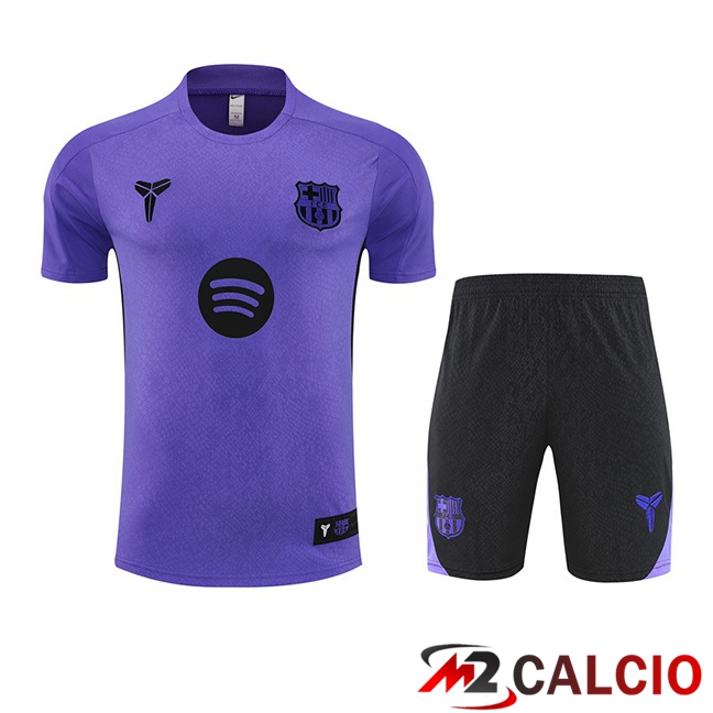 Insieme T Shirt Allenamento FC Barcellona + Pantaloncini Viola 2025/2026  Insieme T Shirt Allenamento FC Barcellona + Pantaloncini Viola 2025/2026