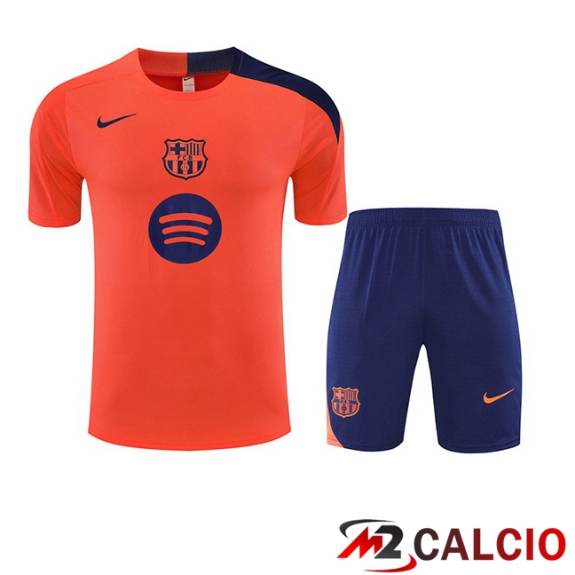 Insieme T Shirt Allenamento FC Barcellona + Pantaloncini Arancia 2025/2026  Insieme T Shirt Allenamento FC Barcellona + Pantaloncini Arancia 2025/2026