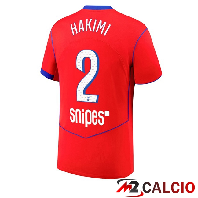 Maglie Calcio Paris PSG (Hakimi 2) Terza Rosso 2025/2026  Maglie Calcio Paris PSG (Hakimi 2) Terza Rosso 2025/2026