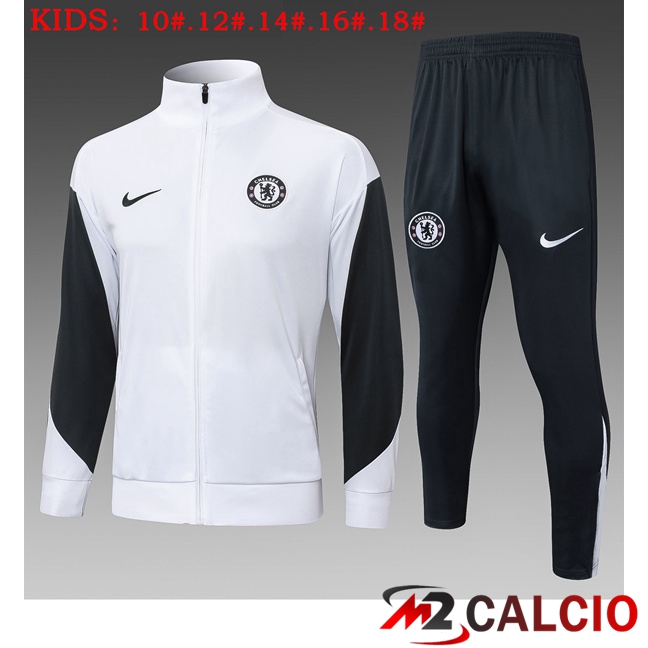 Insieme Tuta Calcio - Giacca FC Chelsea Bambino Bianco 2025/2026  Insieme Tuta Calcio - Giacca FC Chelsea Bambino Bianco 2025/2026