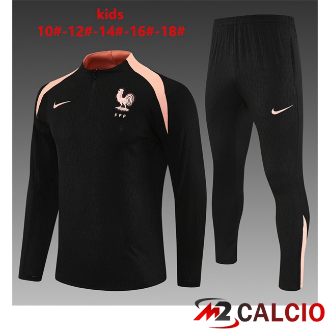 Insieme Tuta Calcio Francia Bambino Nero 2025/2026  Insieme Tuta Calcio Francia Bambino Nero 2025/2026