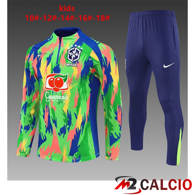 Insieme Tuta Calcio Brasile Bambino Verde 2025/2026  Insieme Tuta Calcio Brasile Bambino Verde 2025/2026
