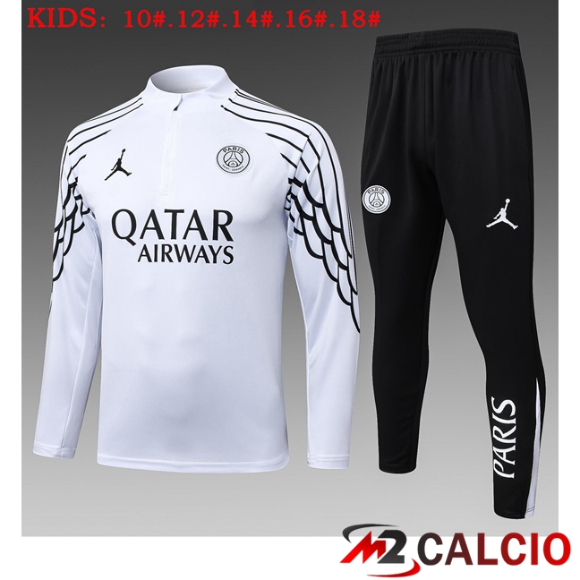 Insieme Tuta Calcio Jordan Paris PSG Bambino Bianco 2025/2026  Insieme Tuta Calcio Jordan Paris PSG Bambino Bianco 2025/2026