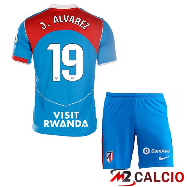 Maglie Calcio Atletico Madrid (J. ALVAREZ 19) Bambino Terza Blu 2025/2026  Maglie Calcio Atletico Madrid (J. ALVAREZ 19) Bambino Terza Blu 2025/2026