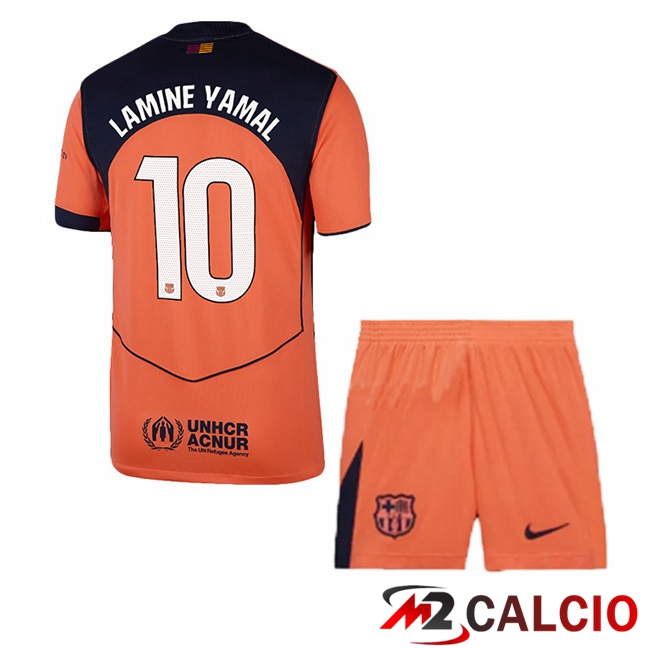 Maglie Calcio FC Barcellona (LAMINE YAMAL 10) Bambino Terza Rosso 2025/2026  Maglie Calcio FC Barcellona (LAMINE YAMAL 10) Bambino Terza Rosso 2025/2026