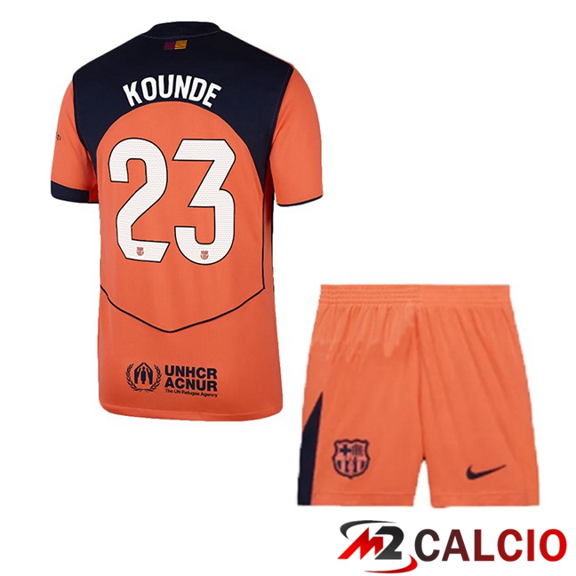 Maglie Calcio FC Barcellona (KOUNDE 23) Bambino Terza Rosso 2025/2026  Maglie Calcio FC Barcellona (KOUNDE 23) Bambino Terza Rosso 2025/2026