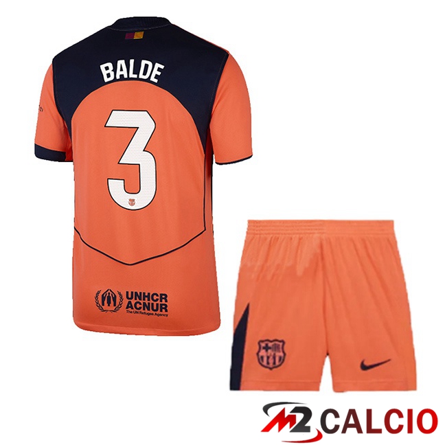 Maglie Calcio FC Barcellona (BALDE 3) Bambino Terza Rosso 2025/2026  Maglie Calcio FC Barcellona (BALDE 3) Bambino Terza Rosso 2025/2026