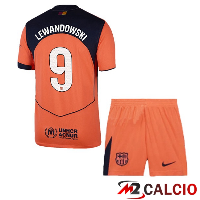 Maglie Calcio FC Barcellona (LEWANDOWSKI 9) Bambino Terza Rosso 2025/2026  Maglie Calcio FC Barcellona (LEWANDOWSKI 9) Bambino Terza Rosso 2025/2026