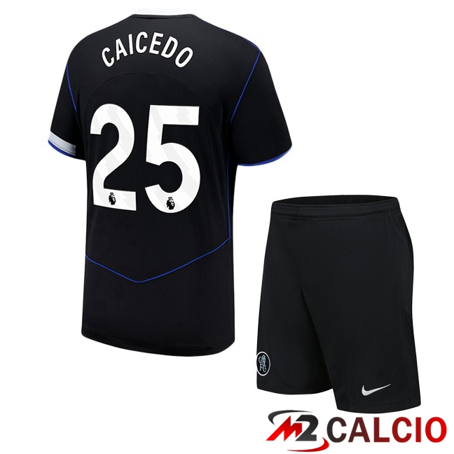 Maglie Calcio FC Chelsea (Caicedo 25) Bambino Terza Nero 2025/2026  Maglie Calcio FC Chelsea (Caicedo 25) Bambino Terza Nero 2025/2026