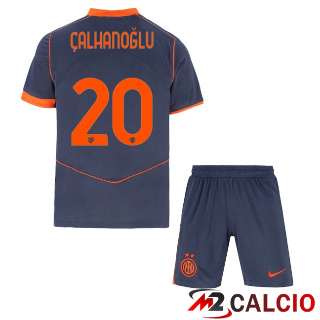 Maglie Calcio Inter Milan (ÇALHANOĞLU 20) Bambino Terza Grigio 2025/2026  Maglie Calcio Inter Milan (ÇALHANOĞLU 20) Bambino Terza Grigio 2025/2026