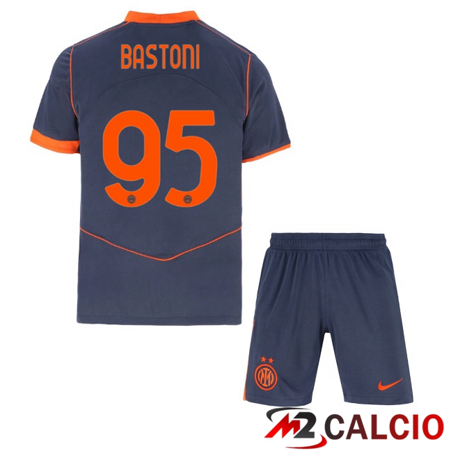 Maglie Calcio Inter Milan (BASTONI 95) Bambino Terza Grigio 2025/2026  Maglie Calcio Inter Milan (BASTONI 95) Bambino Terza Grigio 2025/2026