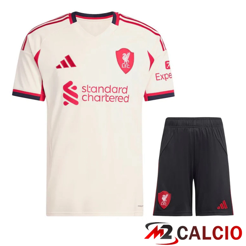 Insieme Maglie Calcio Liverpool Seconda + Pantaloncini 2025/2026  Insieme Maglie Calcio Liverpool Seconda + Pantaloncini 2025/2026