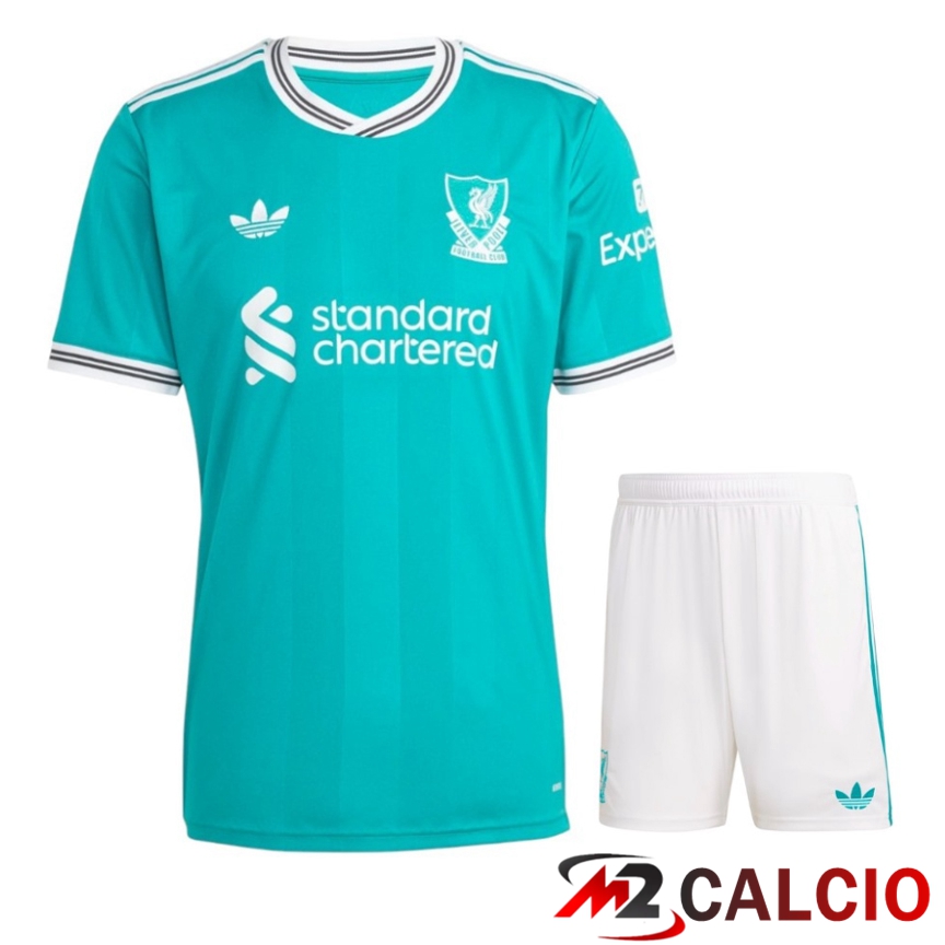 Insieme Maglie Calcio Liverpool Terza + Pantaloncini 2025/2026  Insieme Maglie Calcio Liverpool Terza + Pantaloncini 2025/2026