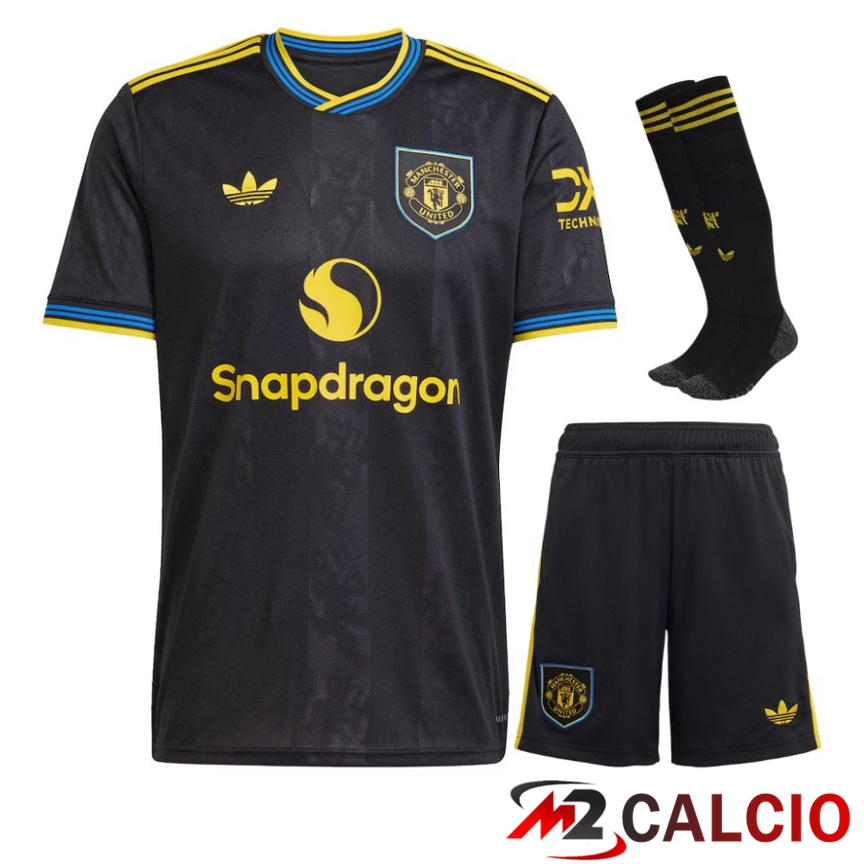 Insieme Maglie Calcio Manchester United Terza (Pantaloncini + Calzini) 2025/2026  Insieme Maglie Calcio Manchester United Terza (Pantaloncini + Calzini) 2025/2026