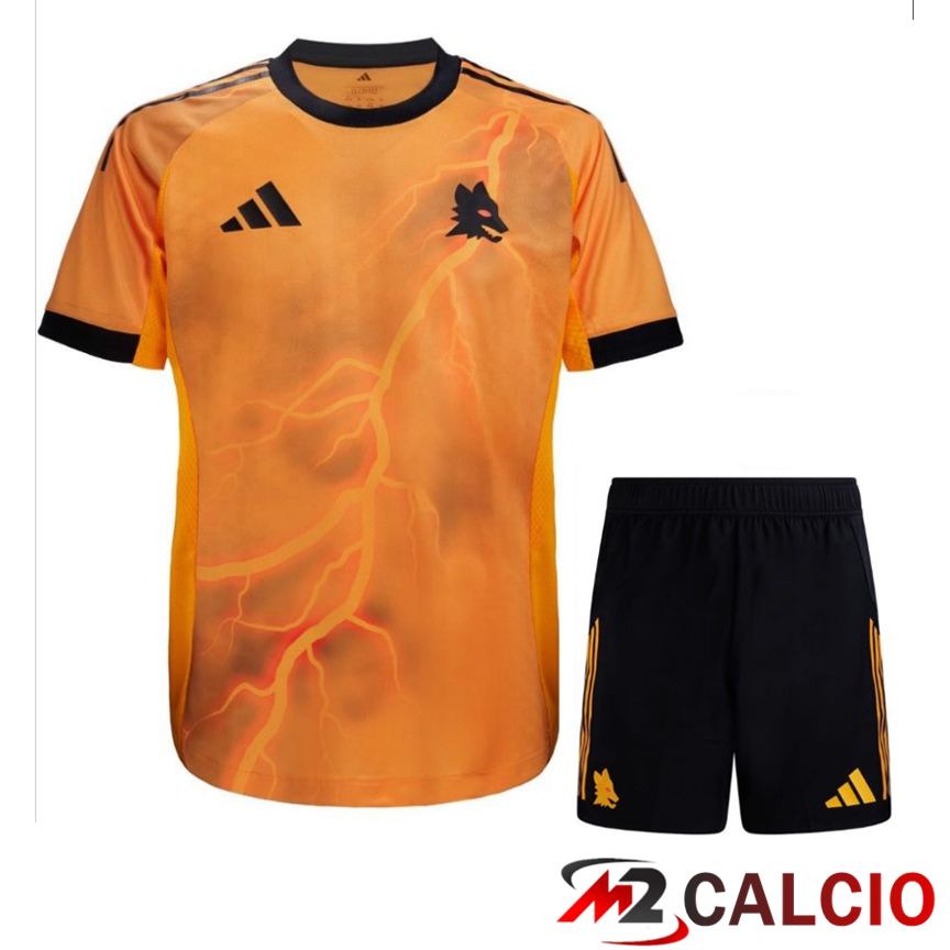 Insieme Maglie Calcio AS Roma Seconda + Pantaloncini 2025/2026  Insieme Maglie Calcio AS Roma Seconda + Pantaloncini 2025/2026