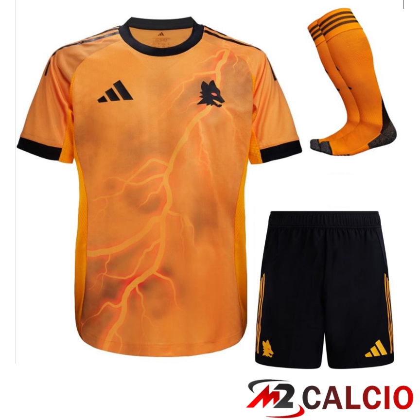 Insieme Maglie Calcio AS Roma Seconda (Pantaloncini + Calzini) 2025/2026  Insieme Maglie Calcio AS Roma Seconda (Pantaloncini + Calzini) 2025/2026