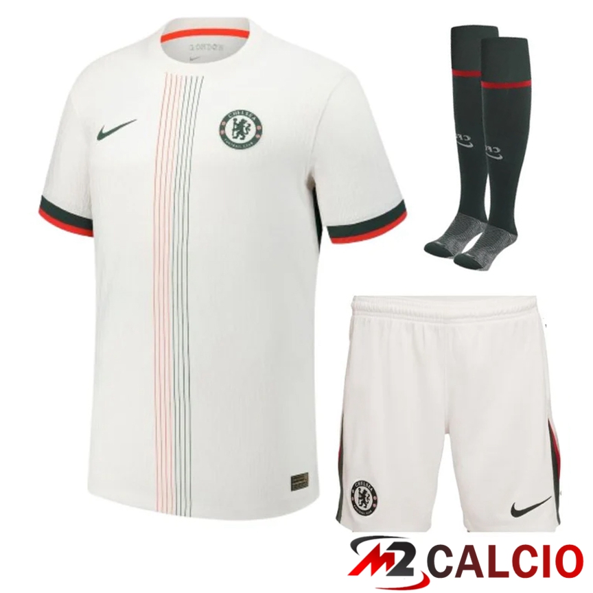 Insieme Maglie Calcio Chelsea Seconda (Pantaloncini + Calzini) 2025/2026  Insieme Maglie Calcio Chelsea Seconda (Pantaloncini + Calzini) 2025/2026