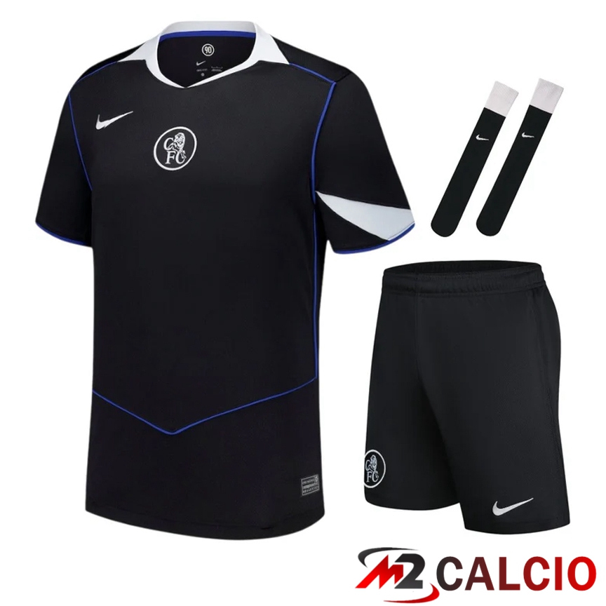 Insieme Maglie Calcio Chelsea Terza (Pantaloncini + Calzini) 2025/2026  Insieme Maglie Calcio Chelsea Terza (Pantaloncini + Calzini) 2025/2026