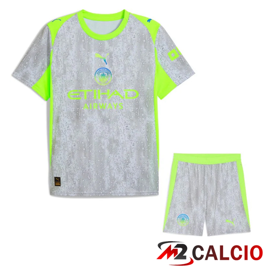 Insieme Maglie Calcio Manchester City Terza + Pantaloncini 2025/2026  Insieme Maglie Calcio Manchester City Terza + Pantaloncini 2025/2026