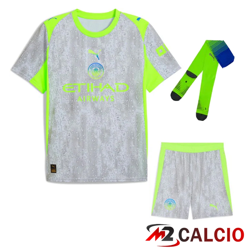Insieme Maglie Calcio Manchester City Terza (Pantaloncini + Calzini) 2025/2026  Insieme Maglie Calcio Manchester City Terza (Pantaloncini + Calzini) 2025/2026