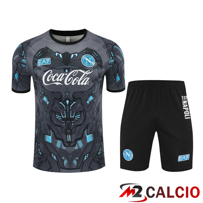 Insieme T Shirt Allenamento SSC Napoli + Pantaloncini Nero 2025/2026  Insieme T Shirt Allenamento SSC Napoli + Pantaloncini Nero 2025/2026